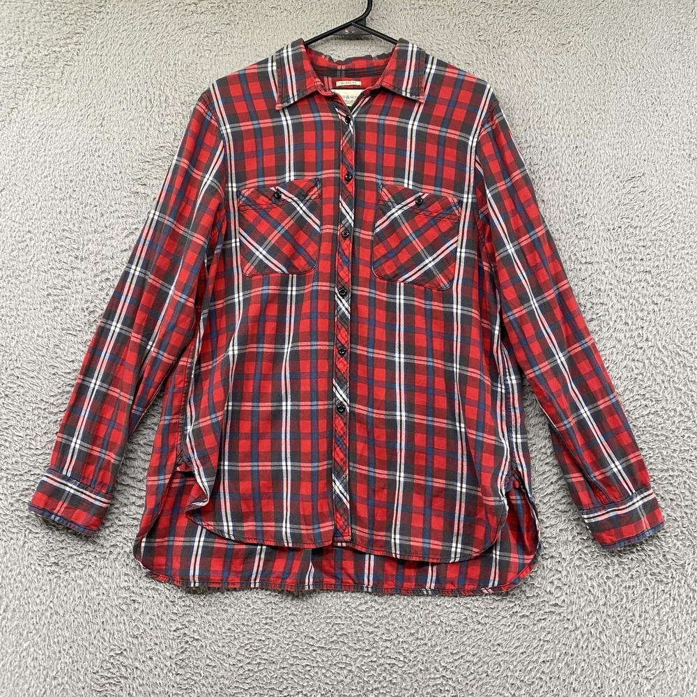 Denim & Supply Ralph Lauren Shirt Womens Large Red Plaid Button Up Flannel Soft